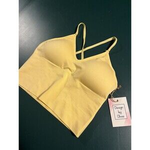 NEW Design By Olivia Cami Dance Workout Fitness Spandex Top SMALL Yellow Bra NWT